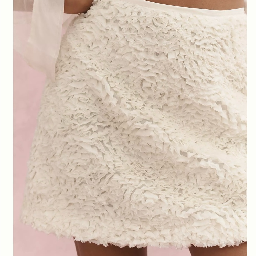 Anthropologie Cream Textured Mini Skirt - Picture 8 of 11